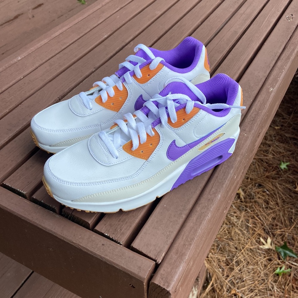 Nike Air Max 90 White Action Grape Women’s Size 8.5 Sneakers - Picture 12 of 13